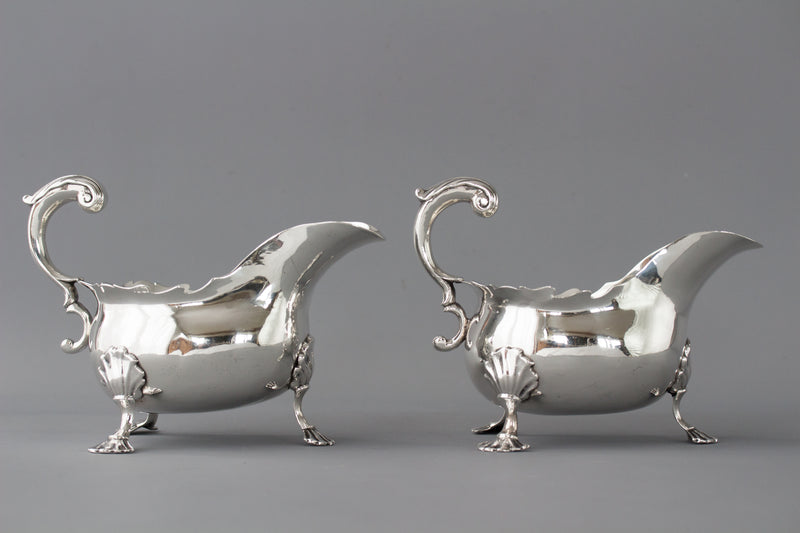 A Very Fine Pair of George II Silver Sauce Boats London 1752 by David Bell and Richard Mills