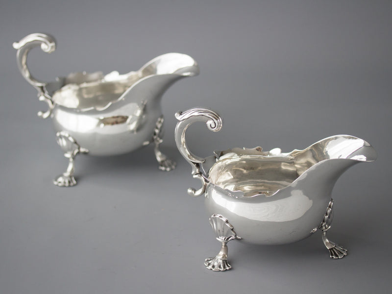 A Very Fine Pair of George II Silver Sauce Boats London 1752 by David Bell and Richard Mills