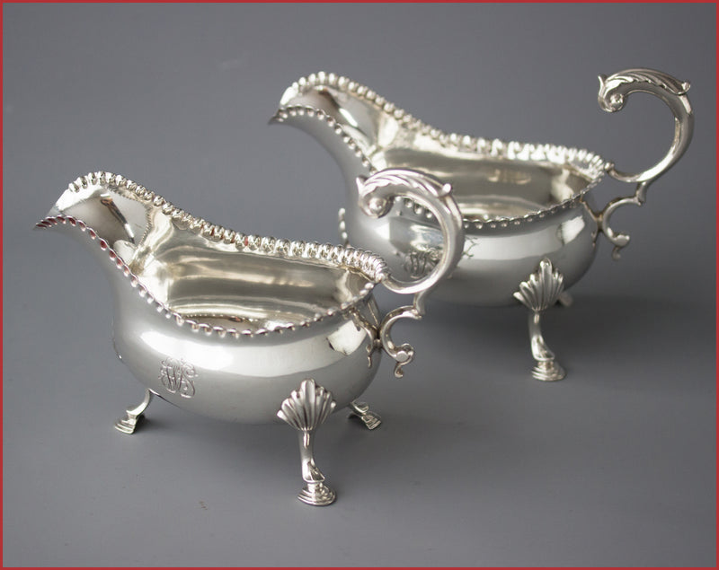 A Very Fine Pair of George III Silver Sauce Boats, London 1768 by W & J Priest