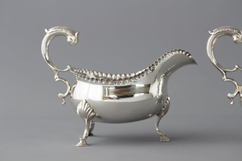 A Very Fine Pair of George III Silver Sauce Boats, London 1768 by W & J Priest