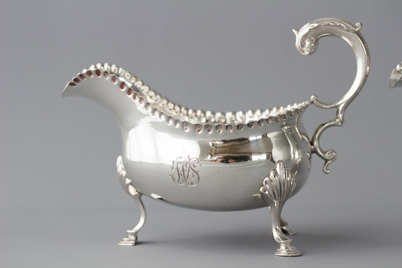 A Very Fine Pair of George III Silver Sauce Boats, London 1768 by W & J Priest