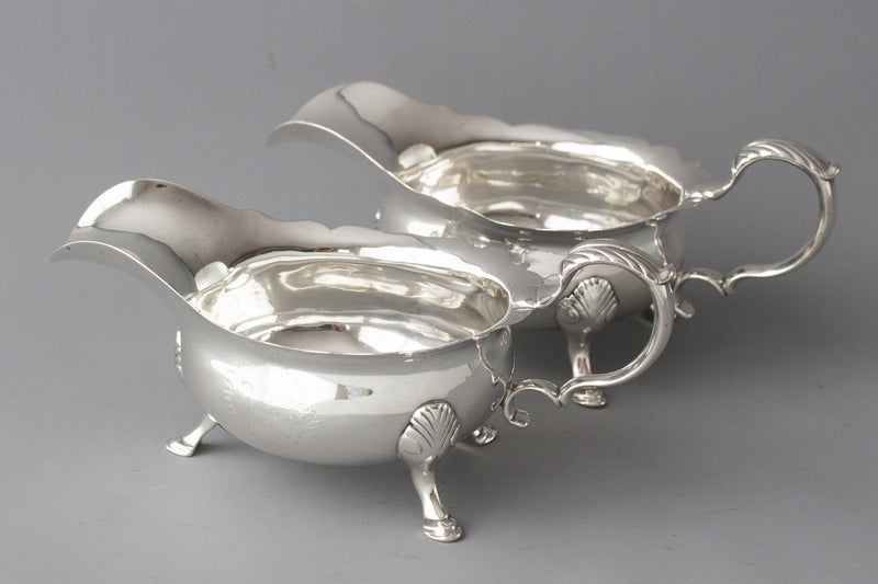 A Very Fine Pair of Heavy Geo. II Silver Sauce Boats, Lon 1742, Nicholas Sprimont