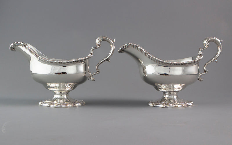 An Exceptional Pair of George III Silver Sauce Boats London 1771, William Skeen