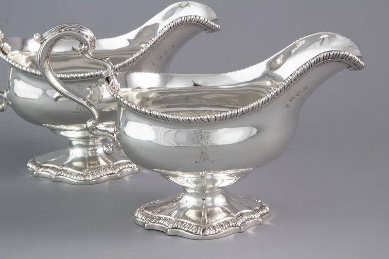 An Exceptional Pair of George III Silver Sauce Boats London 1771, William Skeen