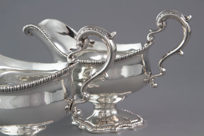 An Exceptional Pair of George III Silver Sauce Boats London 1771, William Skeen