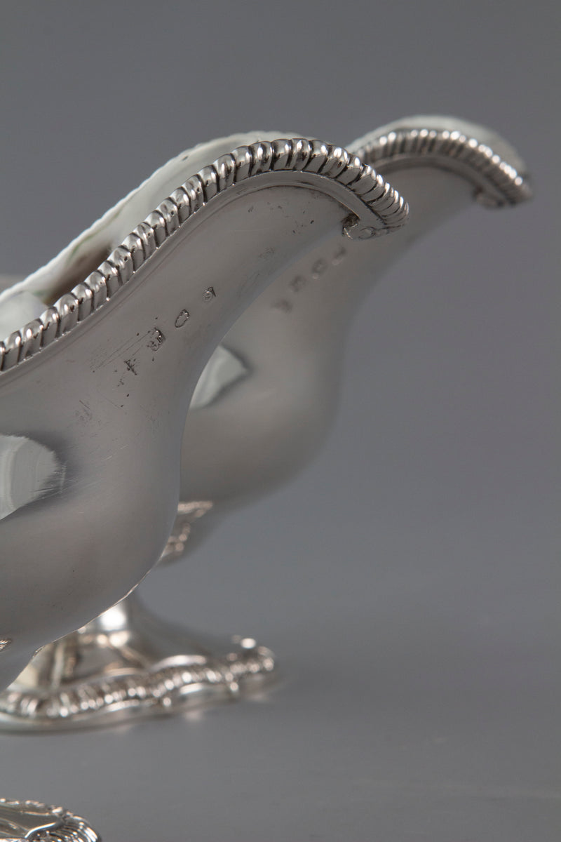 An Exceptional Pair of George III Silver Sauce Boats London 1771, William Skeen