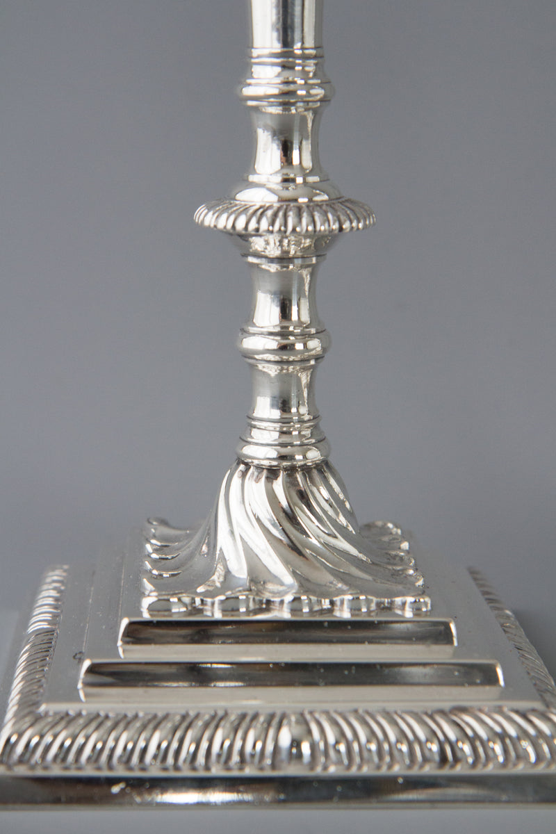 An Exceptional Set of Four Cast Silver Georgian Candlesticks London 1768 by William Cafe