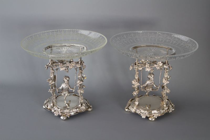 A Pair of Victorian Silver Epergnes Birmingham 1881 by Thomas White