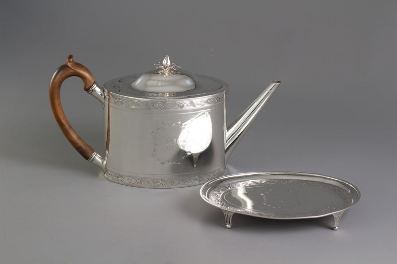 A George III Silver Teapot and Stand London 1792 By Robert Hennell