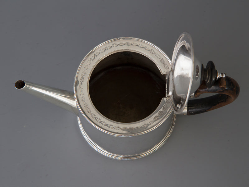 A very fine George III Silver Drum Teapot, London 1776 by Walter Brind