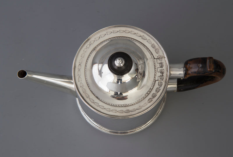 A very fine George III Silver Drum Teapot, London 1776 by Walter Brind