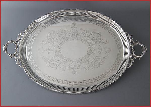 A Large Victorian Silver Tea/Drinks Tray Sheffield 1859 by Martin Hall & Co