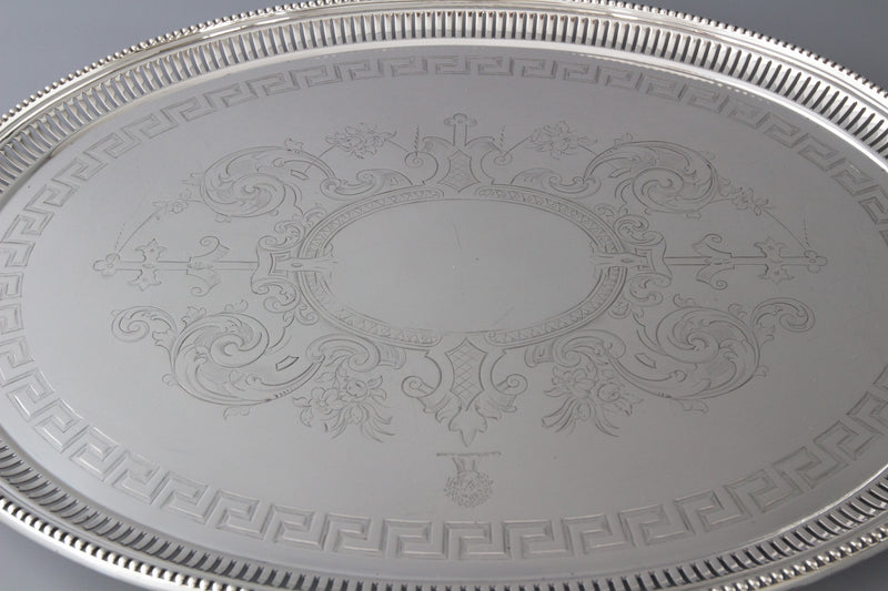 A Large Victorian Silver Tea/Drinks Tray Sheffield 1859 by Martin Hall & Co