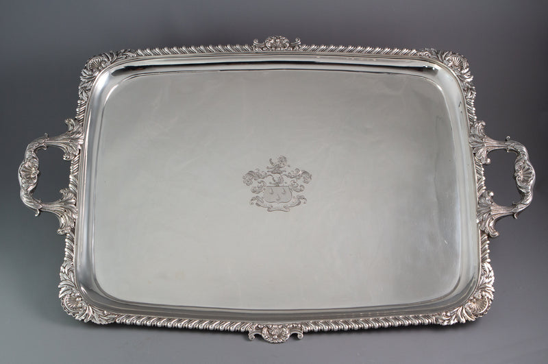A George III Irish Silver Tray, James le Bas Dublin 1825