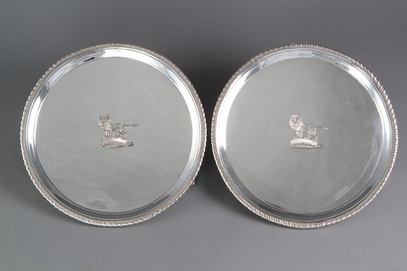 A Pair of George III Silver Waiters or Trays London 1775 by John Carter