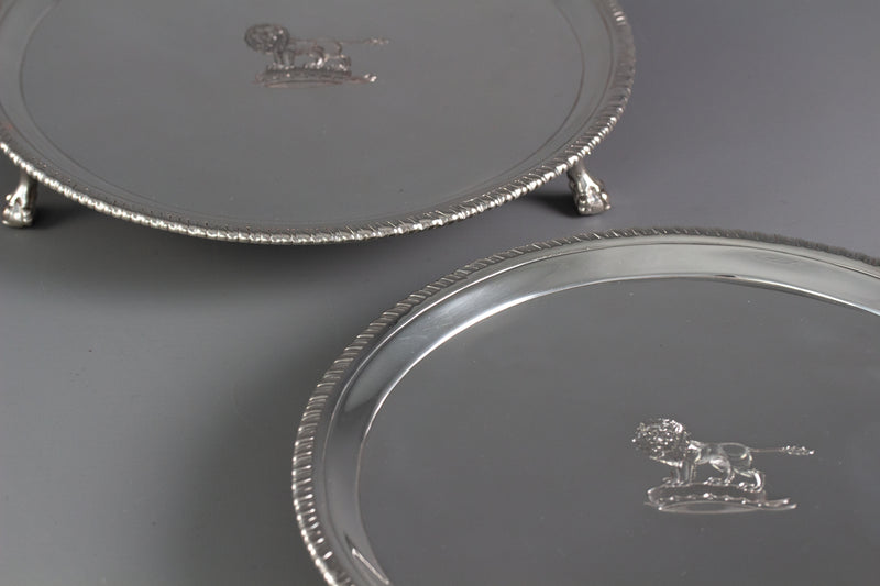 A Pair of George III Silver Waiters or Trays London 1775 by John Carter