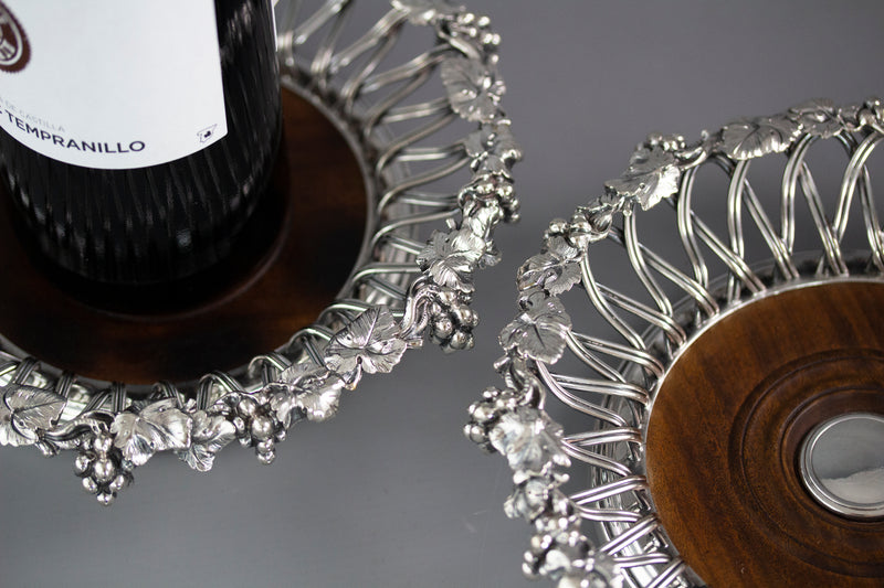 An Early Victorian Pair of Silver Plate Wine Coasters c 1840