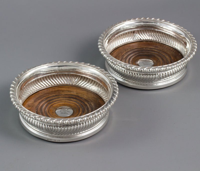 A Large Pair of George III Silver Wine Coasters, Sheffield 1819 by T & J Settle