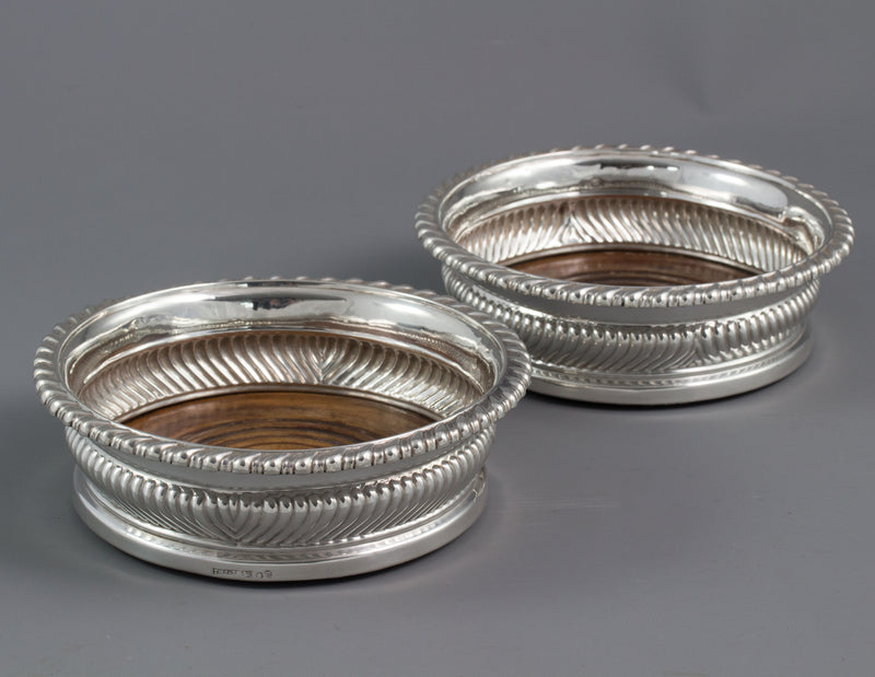 A Large Pair of George III Silver Wine Coasters, Sheffield 1819 by T & J Settle