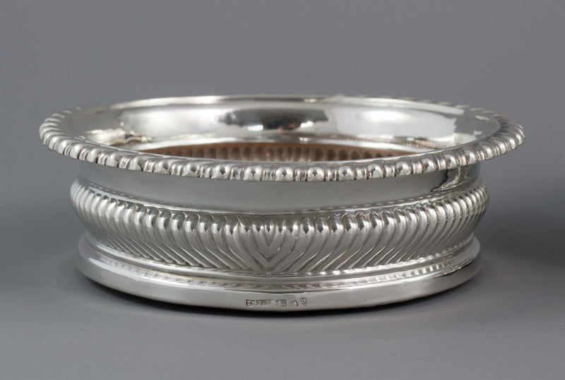A Large Pair of George III Silver Wine Coasters, Sheffield 1819 by T & J Settle