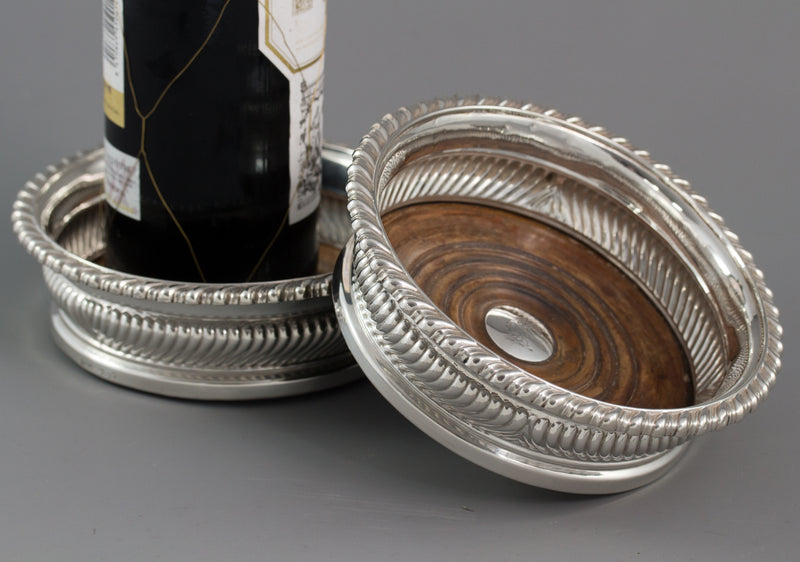 A Large Pair of George III Silver Wine Coasters, Sheffield 1819 by T & J Settle