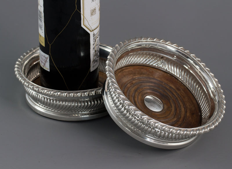 A Large Pair of George III Silver Wine Coasters, Sheffield 1819 by T & J Settle