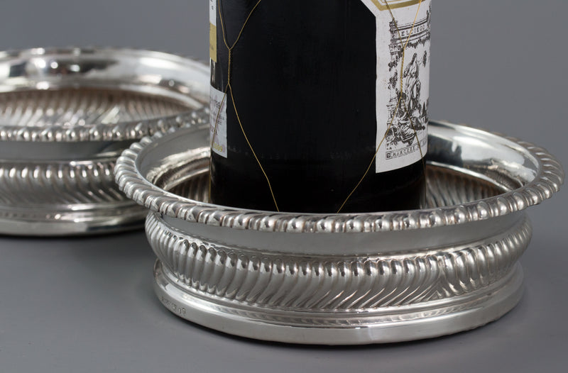 A Large Pair of George III Silver Wine Coasters, Sheffield 1819 by T & J Settle